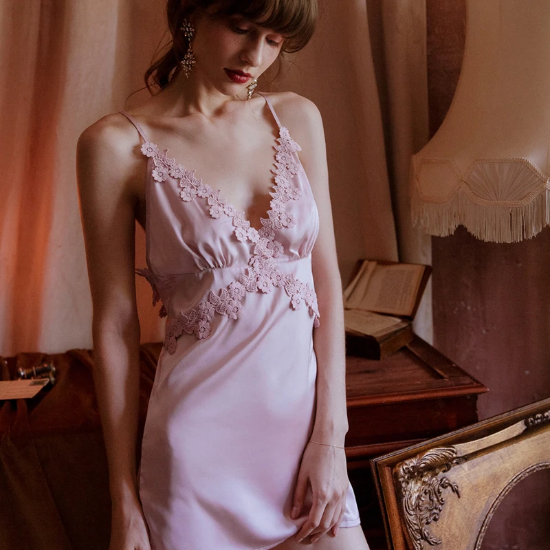 New Sexy Nightgown Ice Silk Home Wear Female Summer Nightie Nightdress for Women Aesthetic Satin Pajamas Halter Sleep Dress
