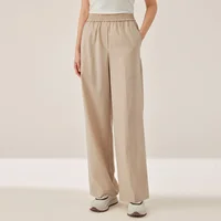 KX7523423 Women's Wide Leg Wool Blend Pants Casual Elastic Waist Trousers with Pockets