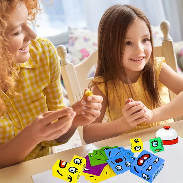 Expression Puzzle Building Blocks Face Changing Cube Game Puzzle Educational Montessori Toys Brain Teasers Board Games For Kids 5