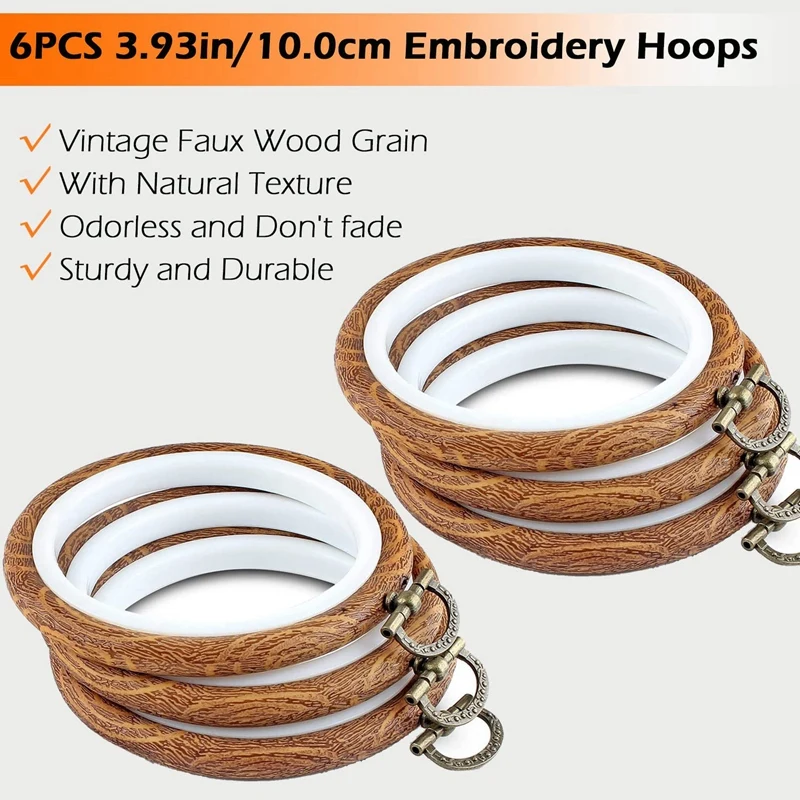 1Set Embroidery Hoops 3.93 Inch Embroidery Frame With Metal Ring Imitated Wood Circle Hoop