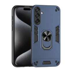 Versatile Magnetic Bracket Phone Holder Case with Protective Bumper and Hard Back Cover - Galaxy A14 5G (Blue)