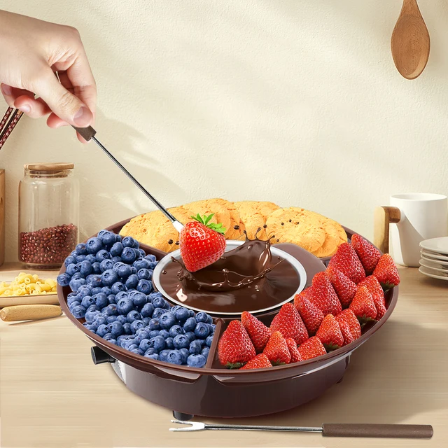 Csokoládé Fondue Edénykészlet Olvadó Edény Elektromos Készítő Tálcával És Villák Leválasztható - Image 2
