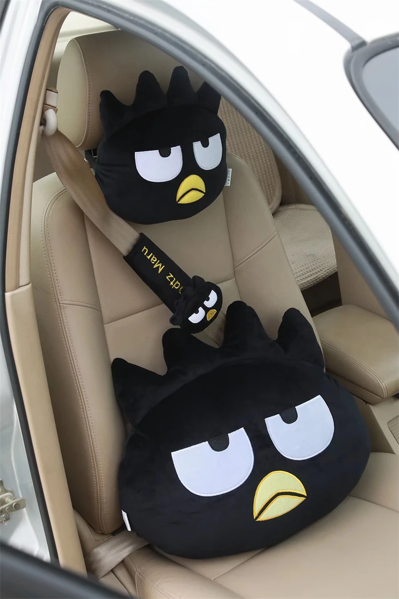 Kawaii Bad Badtz Maru Rückenkissen, gefüllte Anime-Kopfstütze, Sicherheitsgurtbezug, schwarzer Pinguin, kuschelige Plüschtiere, Heimdekoration, Weihnachtsmädchen – Detail 12