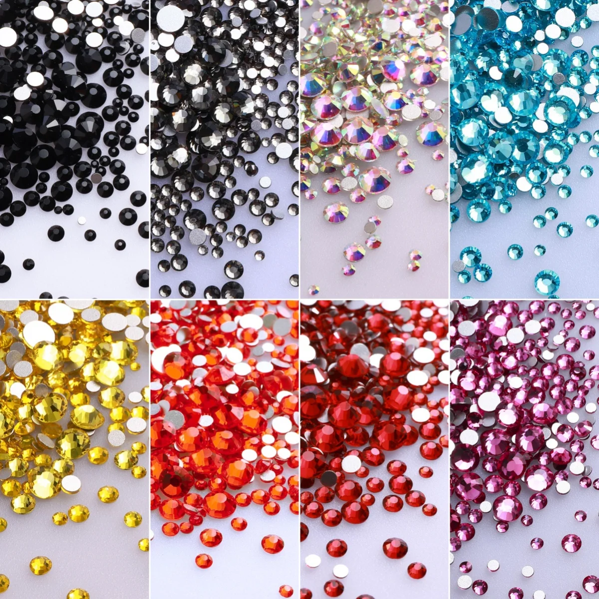 1440Pcs/Pack Mix Size SS3-SS20 Black Glass Flat Back Rhinestone Glitter Diamond Non Hotfix Rhinestones for Nail Art Clothes 1440Pcs/Pack Mix Size SS3-SS20 Black Glass Flat Back Rhinestone Glitter Diamond Non Hotfix Rhinestones for Nail Art Clothes