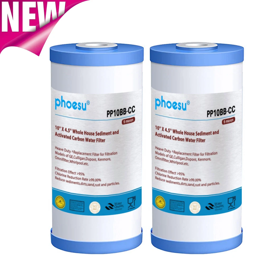 Cartuccia Di Ricambio Per Sedimenti E Acqua A Carbone Da 10 "X 4.5" 5 Micron Per Ge Fxhtc, Culligan Rfc-Bbsa, 2 Confezioni