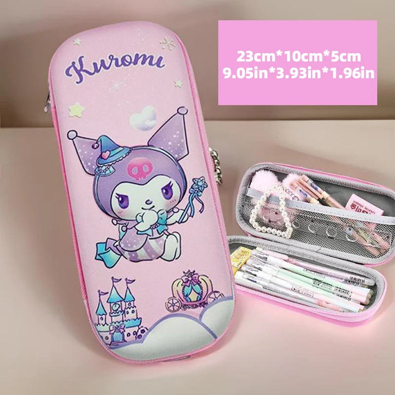 مقلمة Cinnamoroll & Kuromi، مادة PU متينة، صندوق ق...