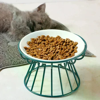 Ciotola rialzata in ceramica per cibo, acqua e snack per gatti e cani, supporto per ciotola, accessori per l'alimentazione e l'abbeveraggio all'aperto.