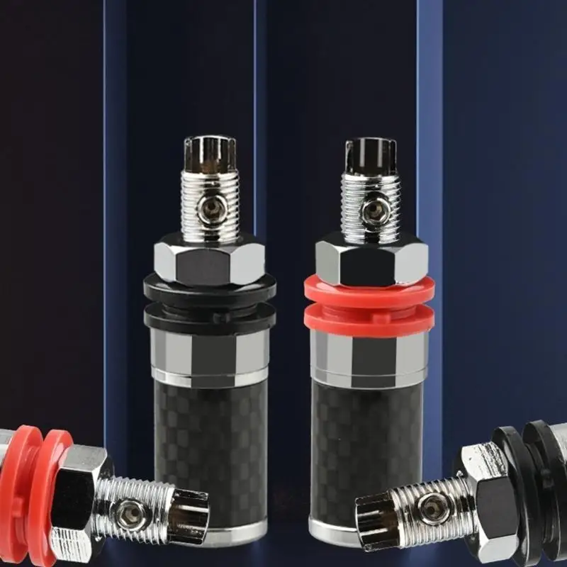 652F 블랙 및 레드 파워 앰프 오디오 바나나 잭 소켓 커넥터 탄소 섬유 구리 로듐 도금 Hifi 스피커 터미널