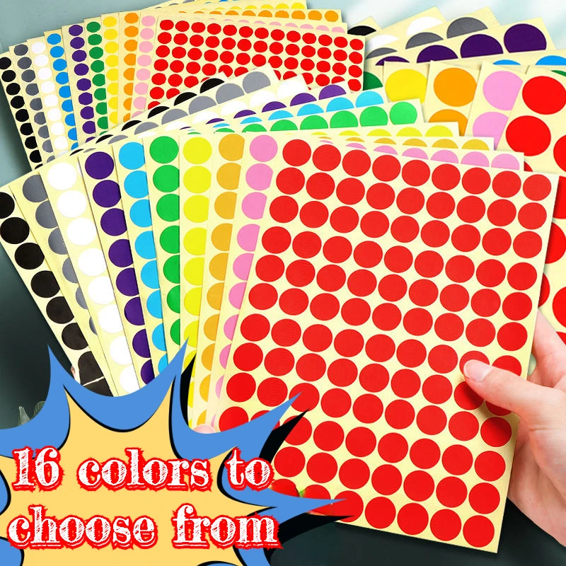 

16 Colors Small Round Color Sticker Sticker Sticker Self-adhesive Colorful Color Dot Sticke Office Handmade Stationery Tape 7667