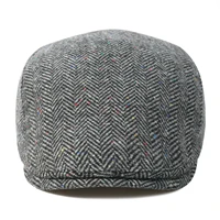 FEINION Men's Herringbone Flat Ivy Newsboy Hat Wool Blend Gatsby Cabbie Cap Winter Outdoor Hunting Cap 4