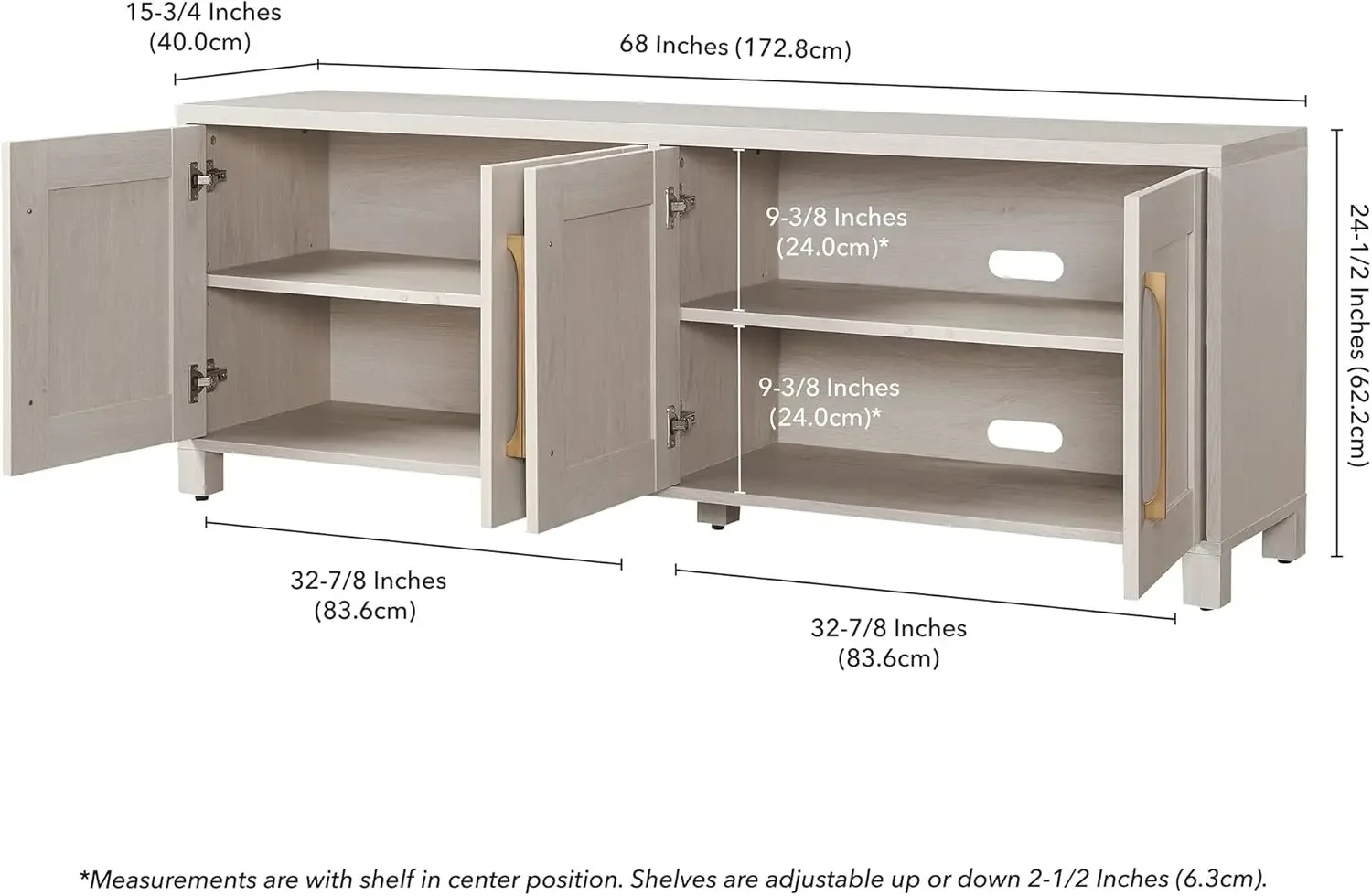 NEW-Rectangular TV Stand for TV's up to 80" in Alder White, TV Stands for the Living Room