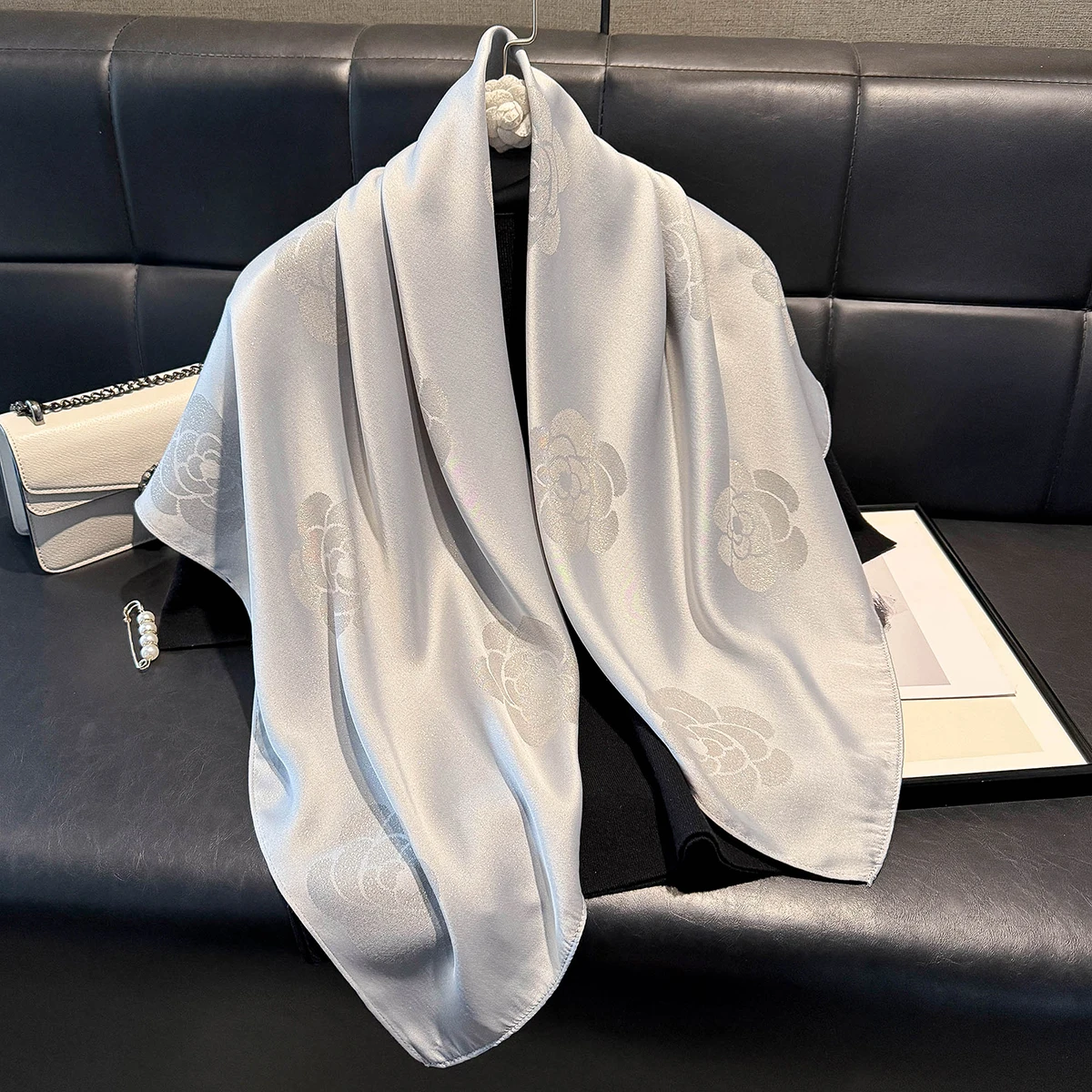 2025 Latest Women's Fashion Hijab Silky Muslim Square Sun Protection Shawl Luxury Brand Soft Female Scarf Spring and Autumn