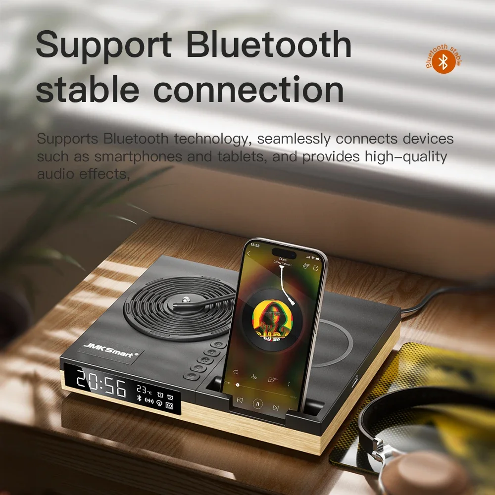Best Selling JMK-D01 Bluetooth Speaker Wireless Charging Digital Clock Led Wireless Charger Speakers with Aromatherapy Function 2