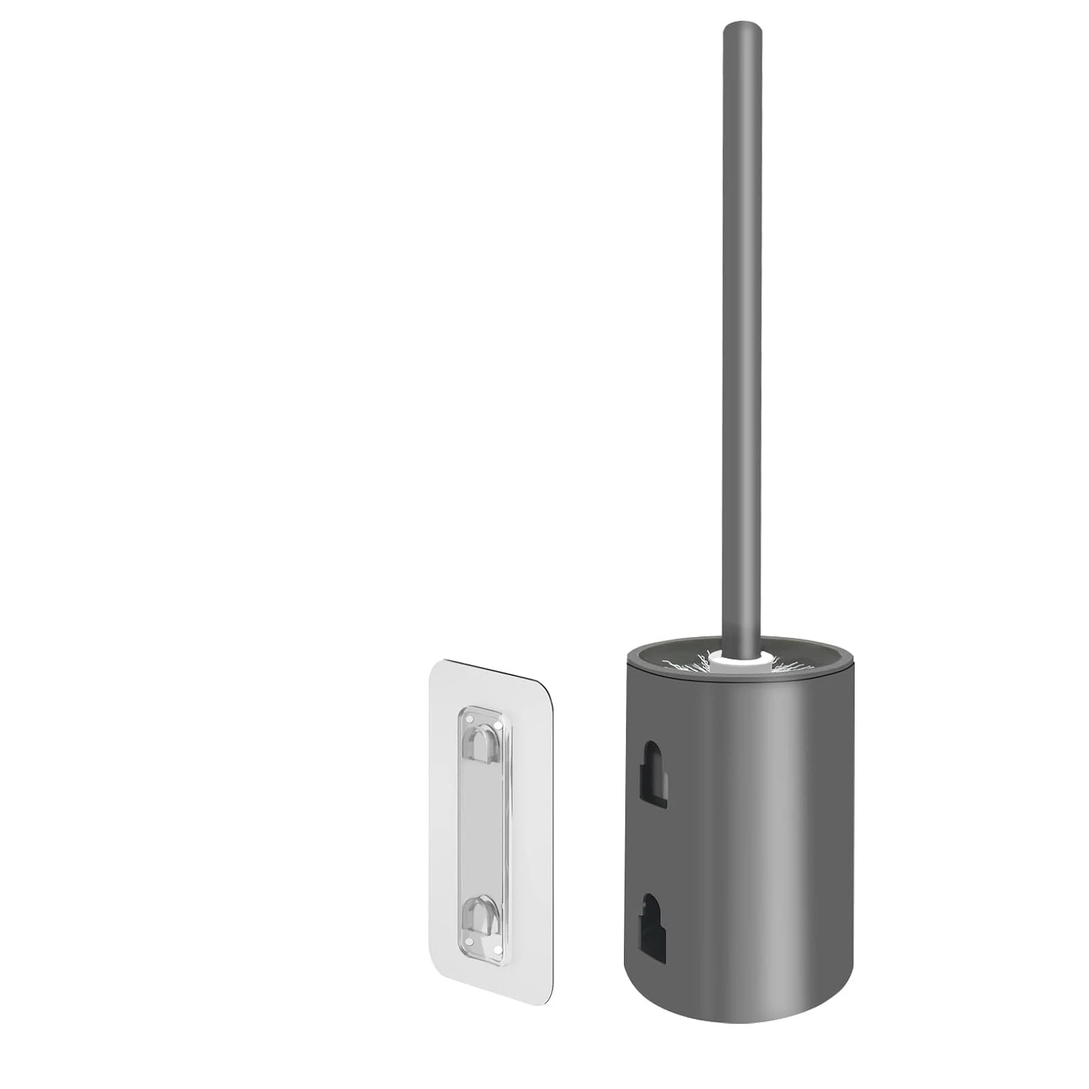 Bathroom Toilet Brush Holder Cleaning Tools Space Aluminum Wall Mounted No Drill Durable Vertical Toilet Brush black Accessories bathroom accessories toilet brush set toilet brush holder