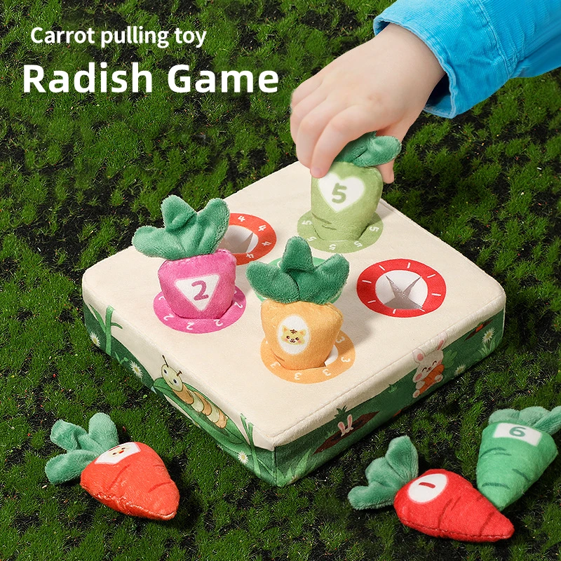 

Baby Plush Pull Out Carrot Toys Montessori Radish Game Color Matching Number Recognizing Educational Toys for Children 0-3y Gift