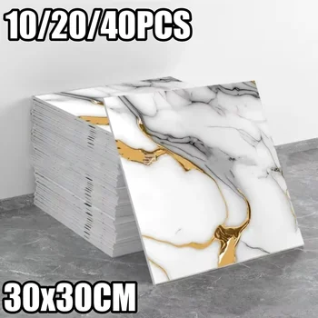 Waterproof 3D Simulation Marble Wall Film Self Stick Vinyl Tile Sticker Oil Proof Removable Wallpaper for Home Decor Renovation