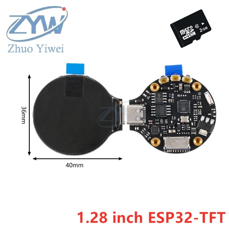 ESP32-TFT Development Board 1.28 Inch Round IPS 65K Color TFT Display LCD Screen Module 240*240 GC9A01 Driver WIFI BLE Type-C