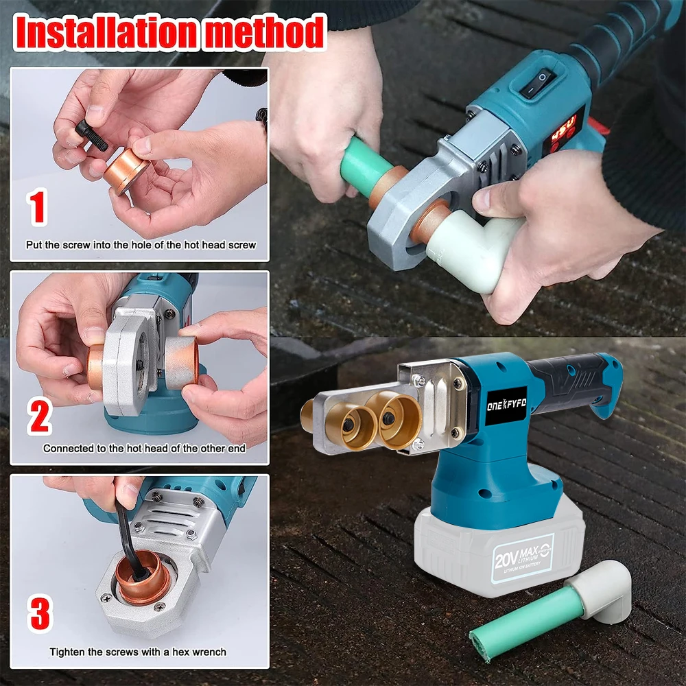 Welding Machine Water Pipe Melter 350W Digital Display Temperature Adjustment Handheld Welding Machine for Makita 18V Battery 2