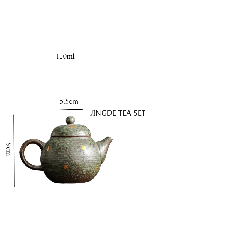 110ml Bronze greenstone clay handmade teapot Kung Fu Tea Vintage coarse pottery teapot Chinese Zen style Tea pot 1pcs
