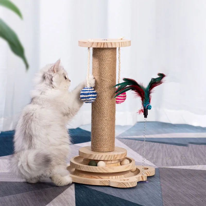 Małe drewniane wieża dla kotów Cat Tree wielofunkcyjny utwór
