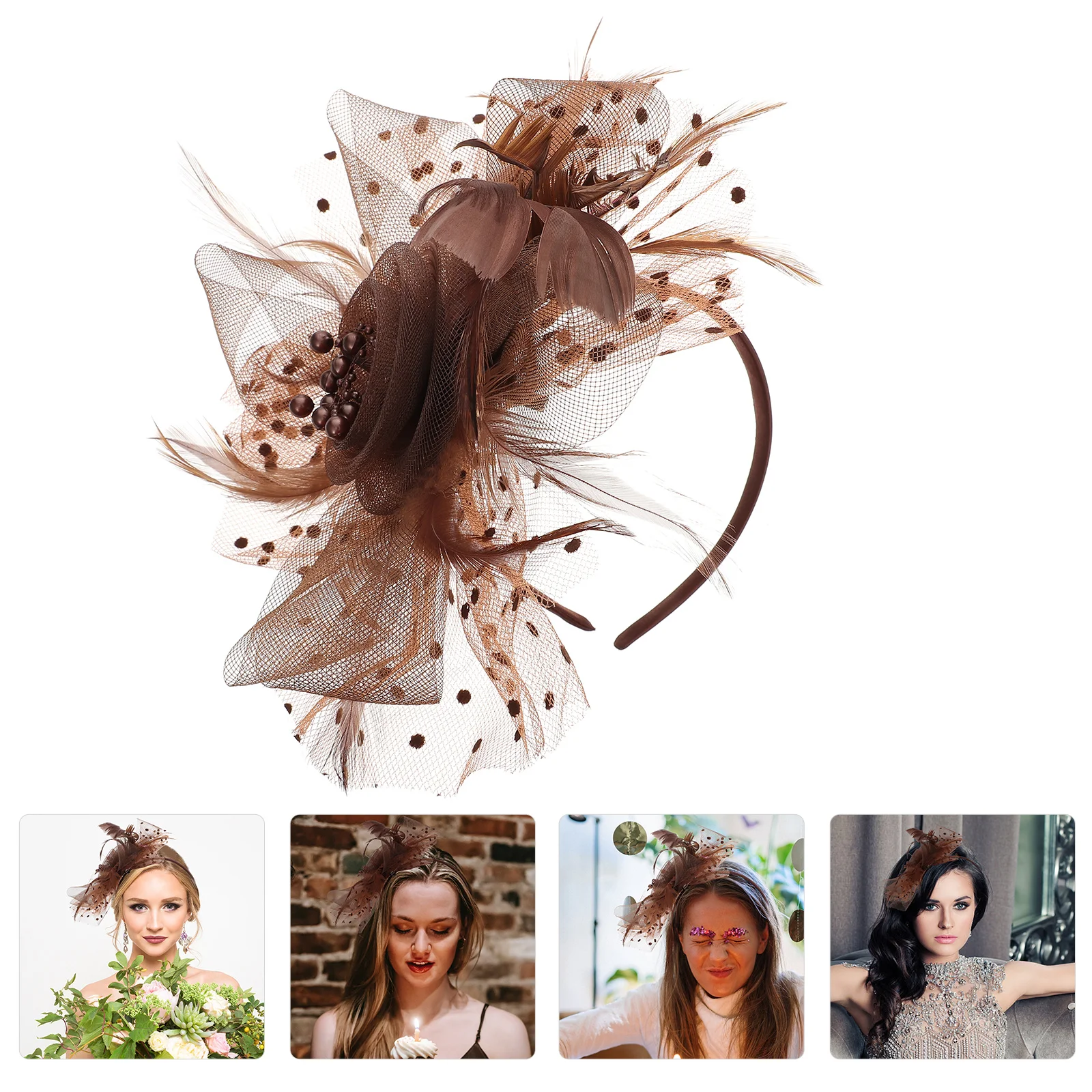 Flower Mesh Hair Accessories Girl Plume Retro Bride Dance Party Woman Headdress Supply Hair Clip