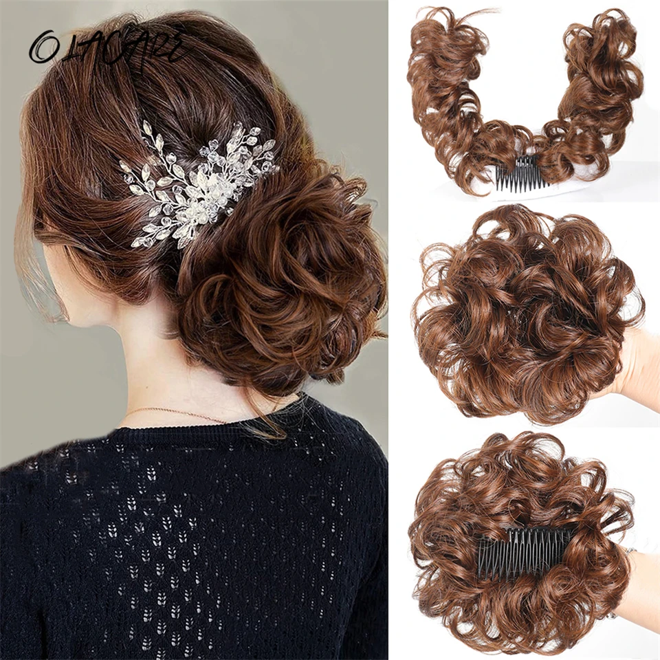 Synthetic Curly Hair Bun Extensions for Women