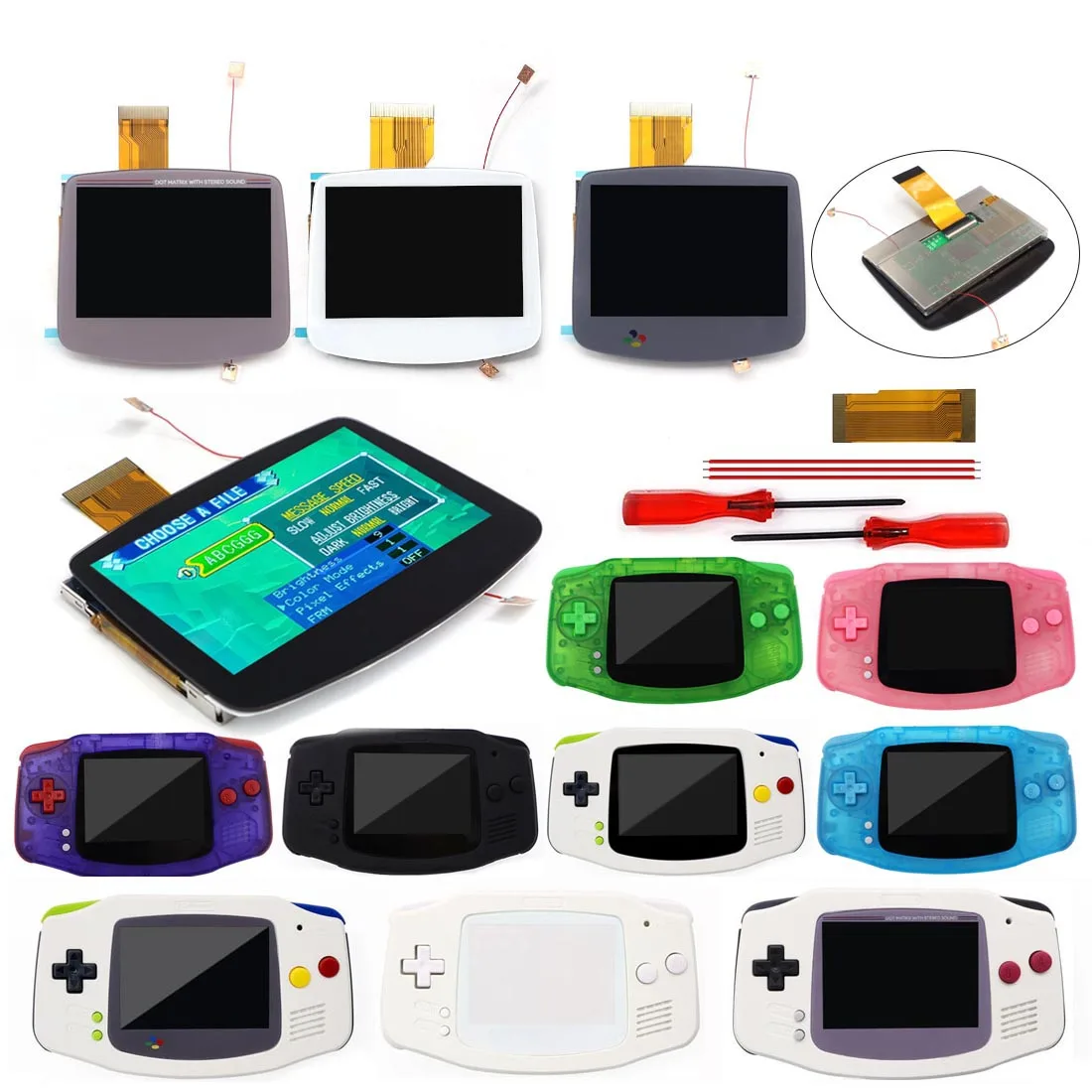 

720*480 Drop-in GBA IPS V5 Screen Laminated LCD Kits Backlight Kits for GameBoy Advance High Brightness Screen