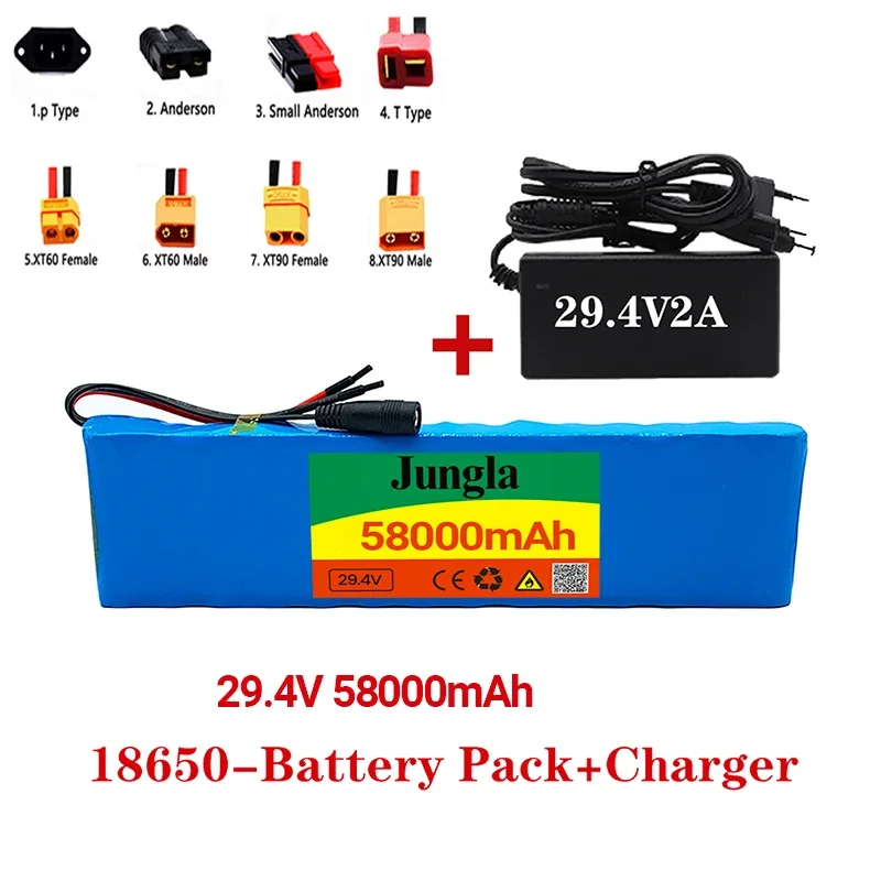 

Batterie lithium-ion 7S2P 29.4V 58000mAh avec BMS 20a équilibré pour vélo et scooter électrique avec chargeur nouveau