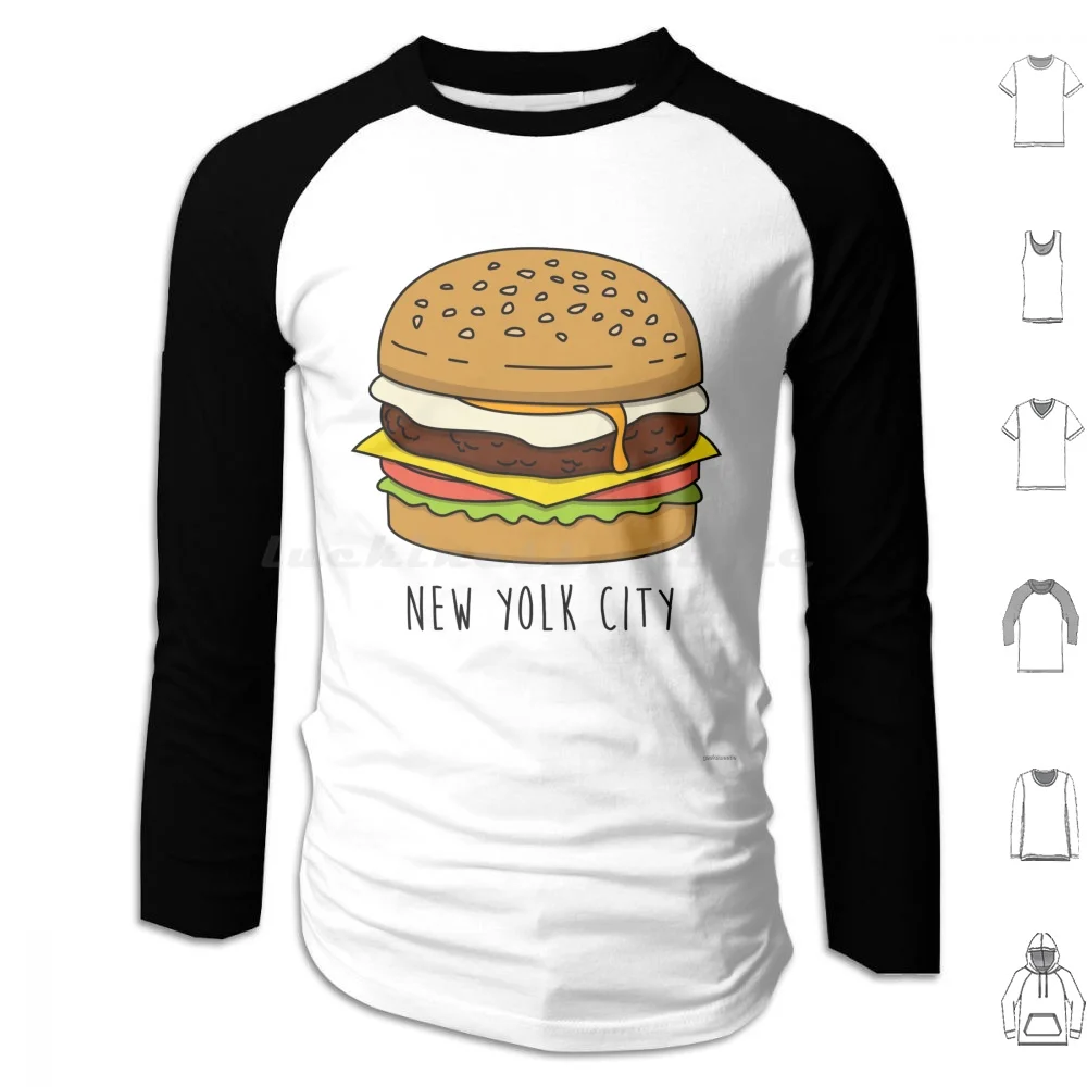 

New Yolk City Hoodie cotton Long Sleeve Food Food Food Pun Food Puns Burger Burgers Puns Pun Funny