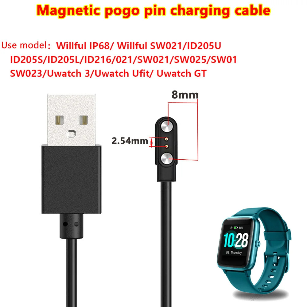 2 Câbles Chargeur Magnétique Universel Pour Montre Connectée - 1 M, Espacement 2,54-2,84 Mm | Modèles A+B