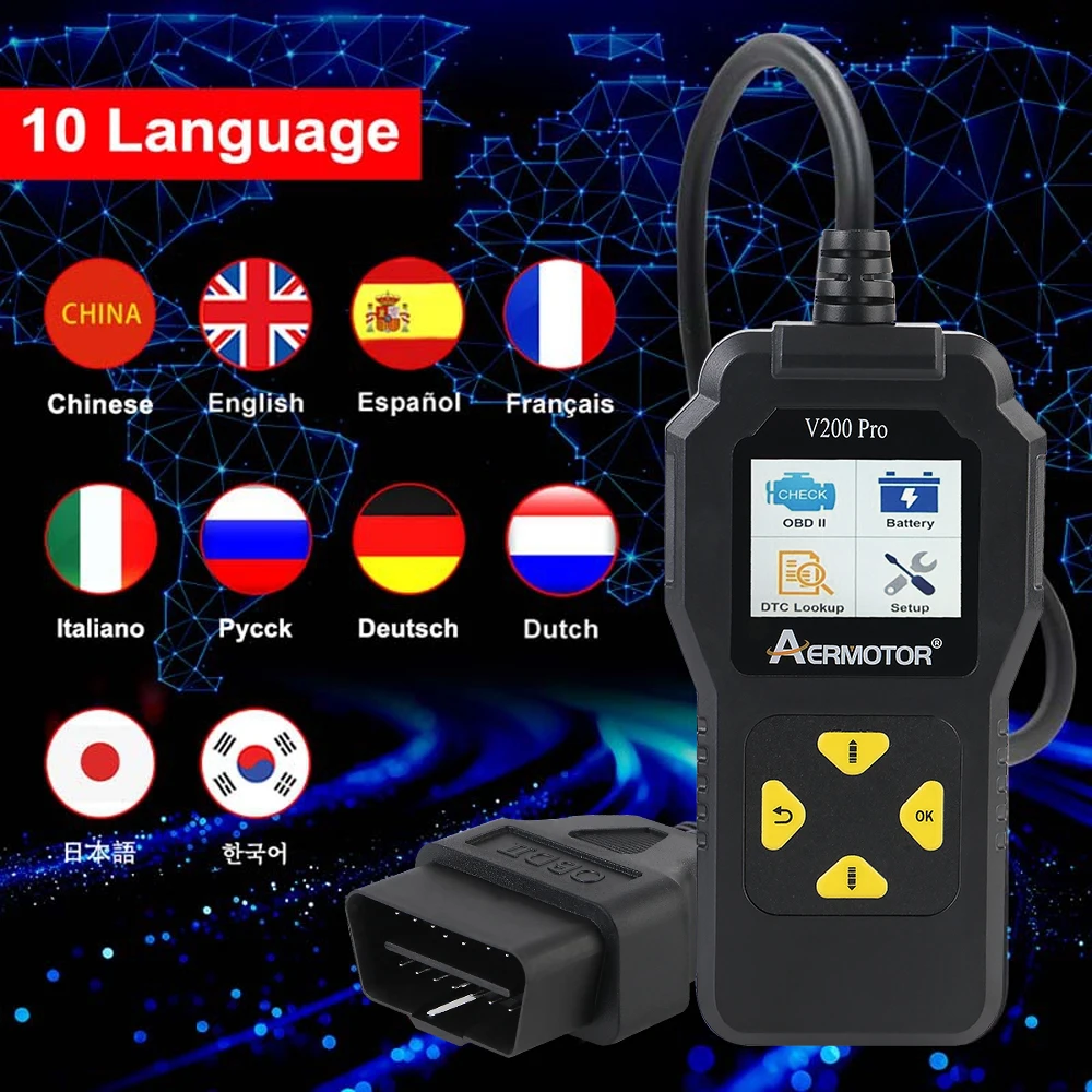 Car OBD 2 Scanner Engine Battery O2 Sensor EVAP Tester Diagnostic Tools Universal Code Reader Fault Code Clear 5