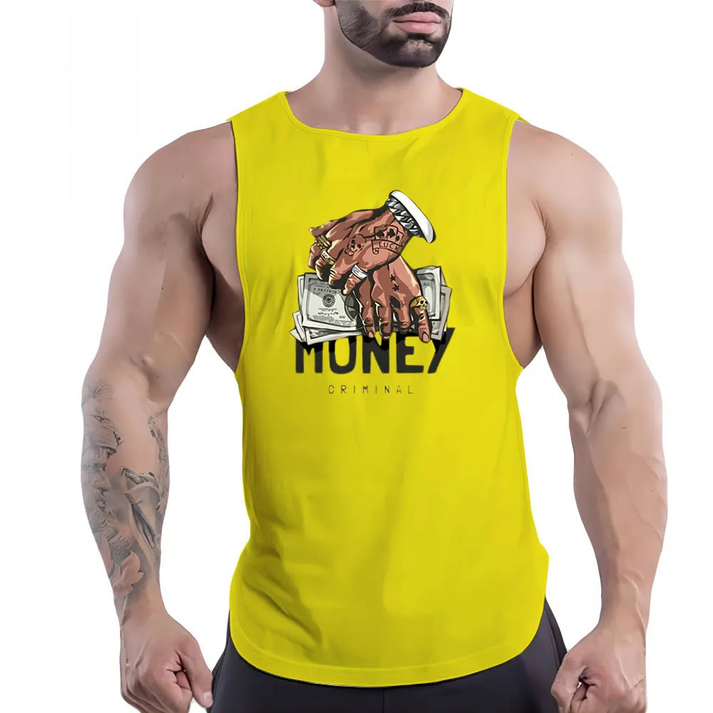 

Four Seasons Adult Men'S Casual Sports Crew-Neck Vest Creative Graphics 2d Printing Fashion Breathable Sleeveless T-Shirt
