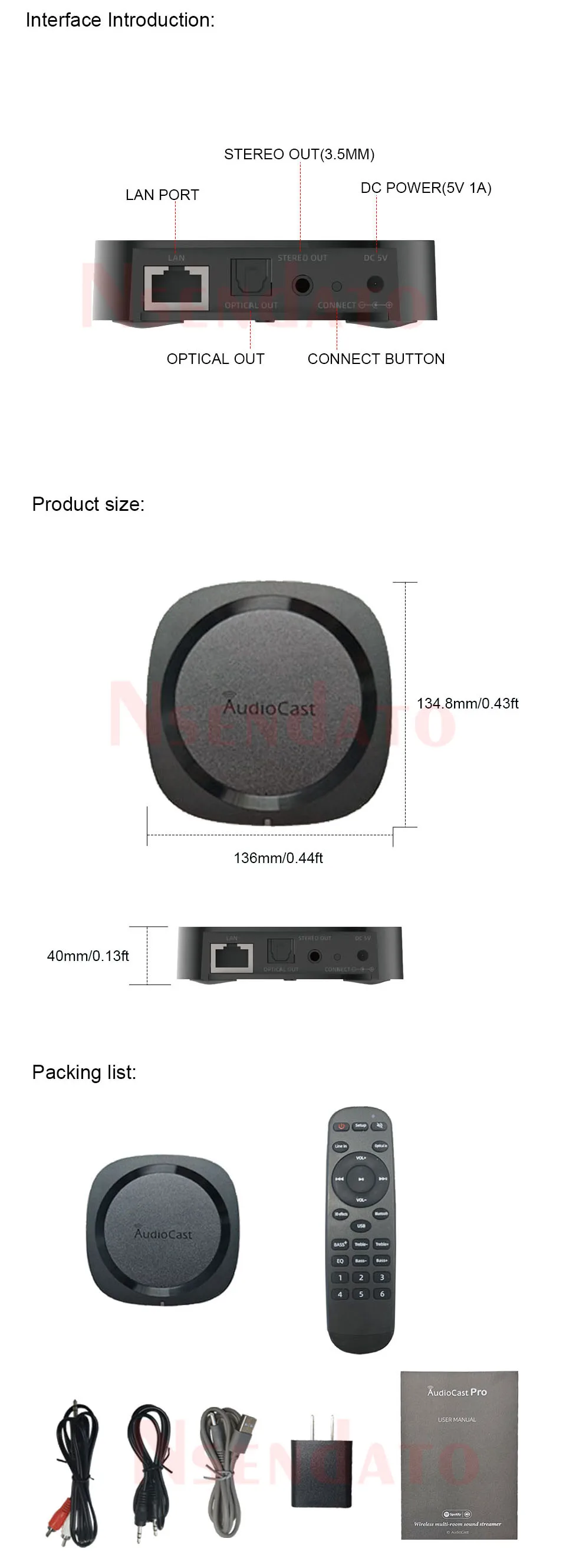 IEAST Audiocast Pro M20 Wireless WiFi Audio Music Receiver Multi Room Audio Wifi