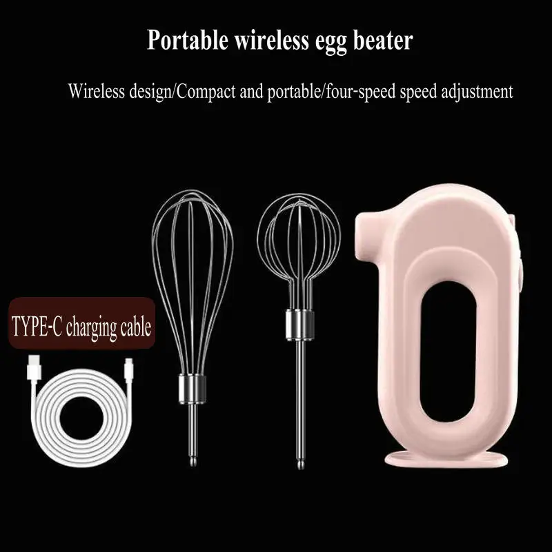 Cordless electric mixer Kitchen Handheld rechargeable stick blender Creamer  Four speed rotary cream whisker - AliExpress