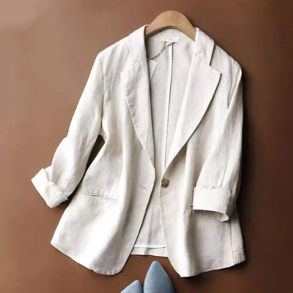 

Блейзер Женский Тонкий из смеси льна, элегантный повседневный роскошный пиджак в Корейском стиле, жакет, элегантный наряд, на лето