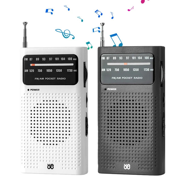 Full Band AM FM Radio 3.5mm AUX Mini Pocket Radio HIFI Stereo Radio Telescopic Antenna Best Reception for Running Camping Travel