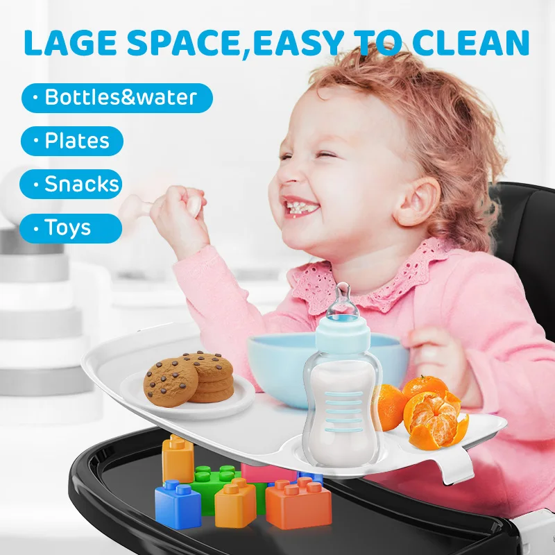 8-Position Adjustable Baby High Chair with 4-Recline Seat,