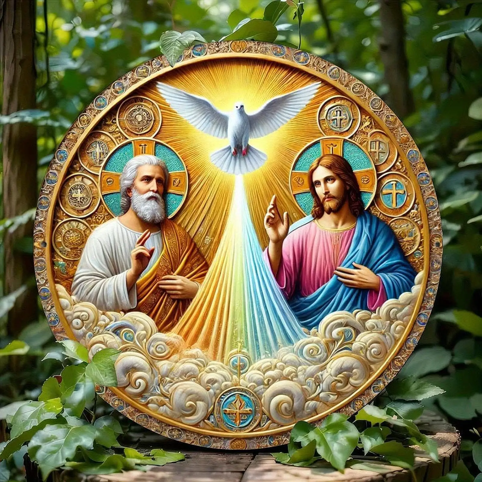 Jesus Round Wall Sign Wall Plaque Door Hanger Rustic Decor Hanging Decoration for Door Holiday Winter Indoor Outdoor