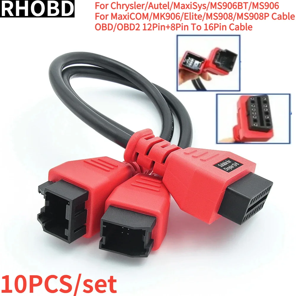 10 шт., интерфейсы программирования Autel 12 + 8 для Chrysler/Autel/MaxiSys/MS906BT/MS906/MaxiCOM/MK906/Elite/MS908/MS908P