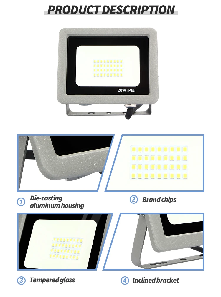 brightest flood light 20W Outdoor Lighting IP65 Waterproof Flood Light Led Foco Led Garden Eclairage Exterieur Led IK07 Projecteur Led Reflector Led solar powered security lights