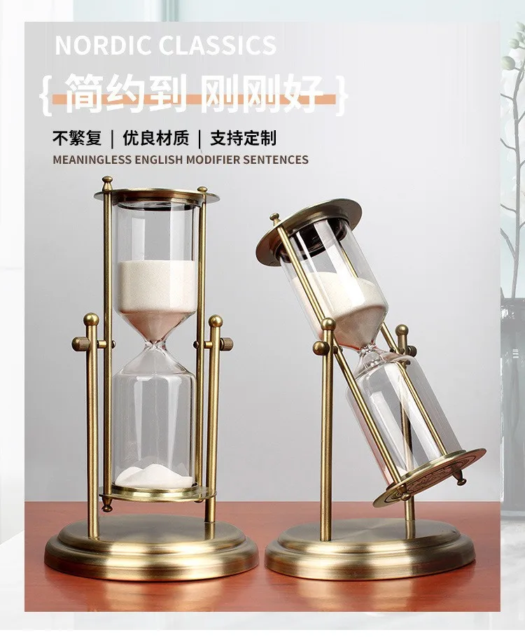 Description Picture 2 of itemRotating Crown Hourglass Timer Decoration with Advanced Creative Glass Flowing Sand Time Metal Hourglass Small Gift