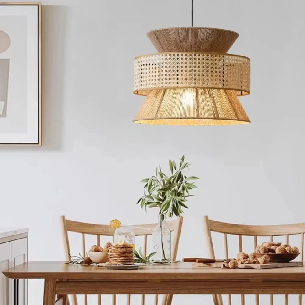 Handmade Natural White Pendant Lamp Rattan Lampshade Lampshade Frames Wholesale Hanging Lamp for Decor Made Eco Friendly Lamp