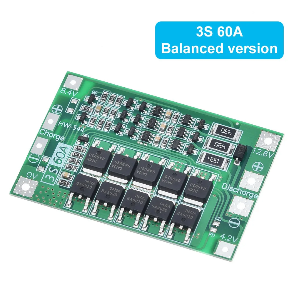 Enhanced Li-ion Battery Charger Protection Board with Balancing Function, 40A/60A for 11.1V to 16.8V Systems