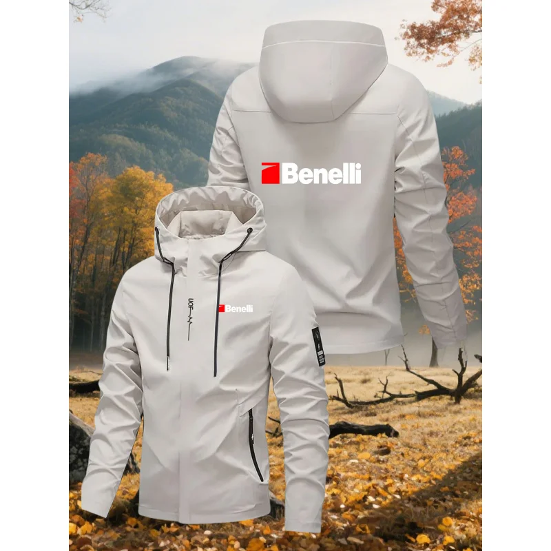 Men's hooded outdoor jacket, suitable for hiking, mountaineering, and daily travel, breathable and durable. Sports windbreaker - 3