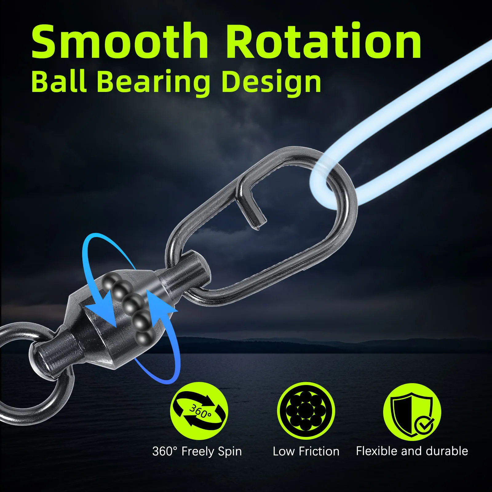 Split Ring Fishing Ball Bearing Swivel 3