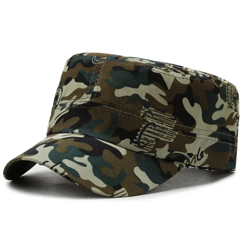 Camouflage Flat Cap Baseball Hat Adjustable Sunshade Hat For Women Men Outdoor Sport Caps