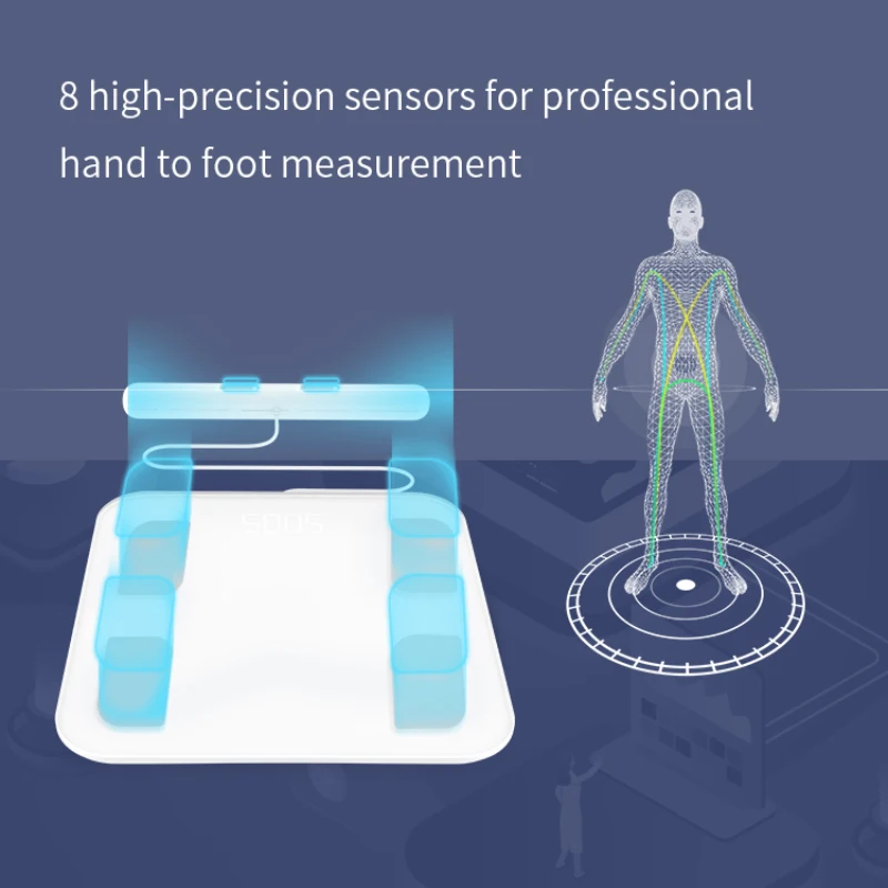Balance à 8 électrodes avec bioimpédance intelligente pour la mesure de la composition corporelle (masse grasse et poids)_voghion.com