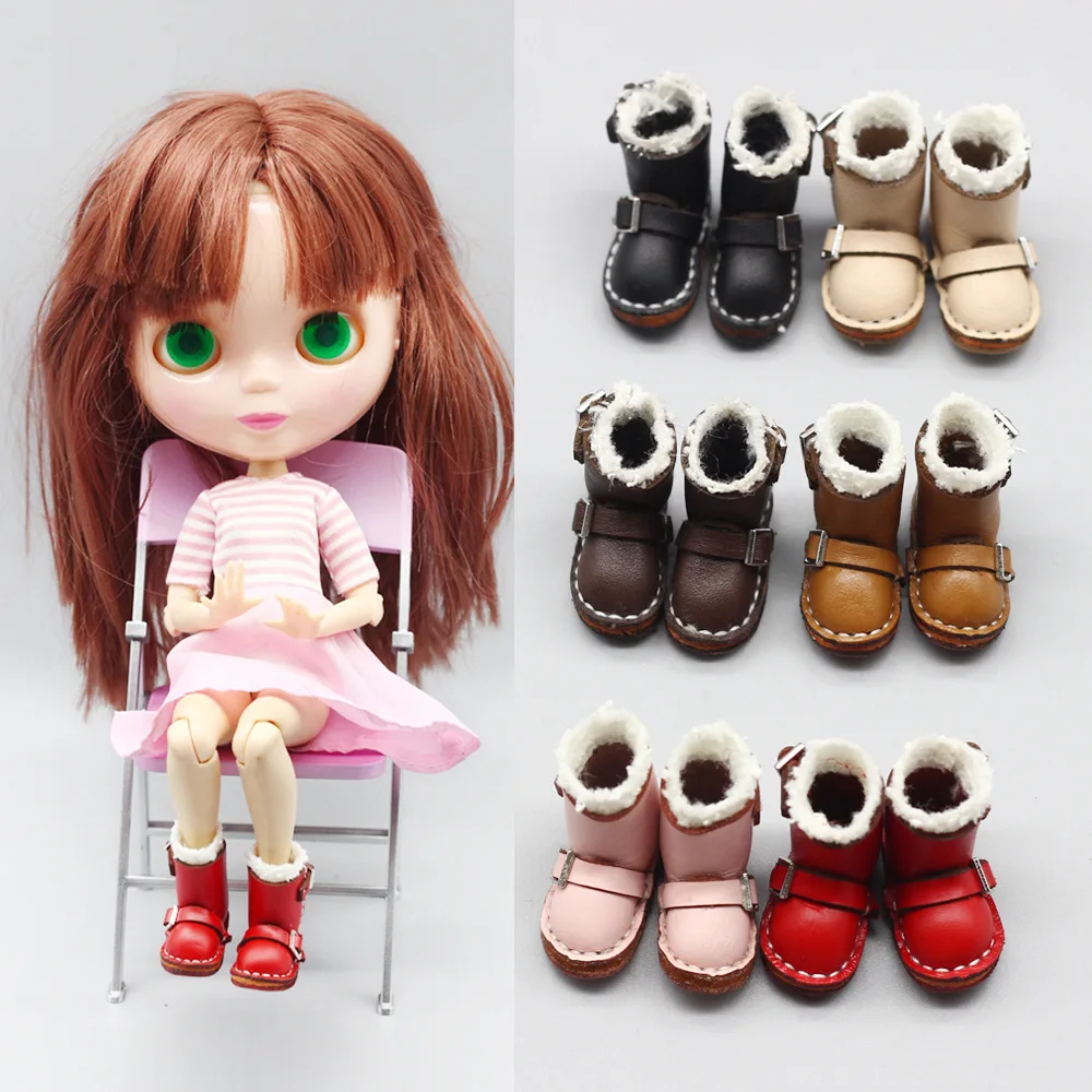 3.7*1.6cm 1pair 1/8 BJD Doll Winter Boots Snow Leather Snow Boot Toy