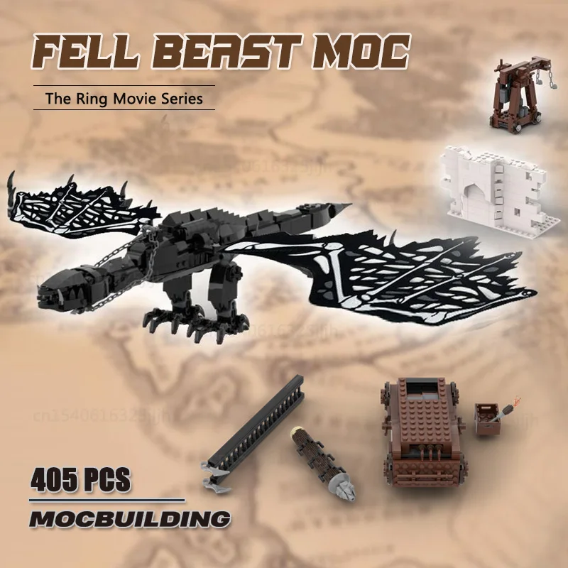 

Fell Beast MOC Building Blocks Rings Movie Scene Creative Display Animal Model Technology Bricks Assembly Collection Toys Gifts