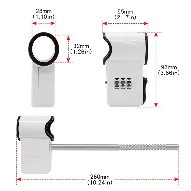 easy installs 3 Digit Code Lock Metal Construction Combination Lock Door Security for French door & Patio Entries